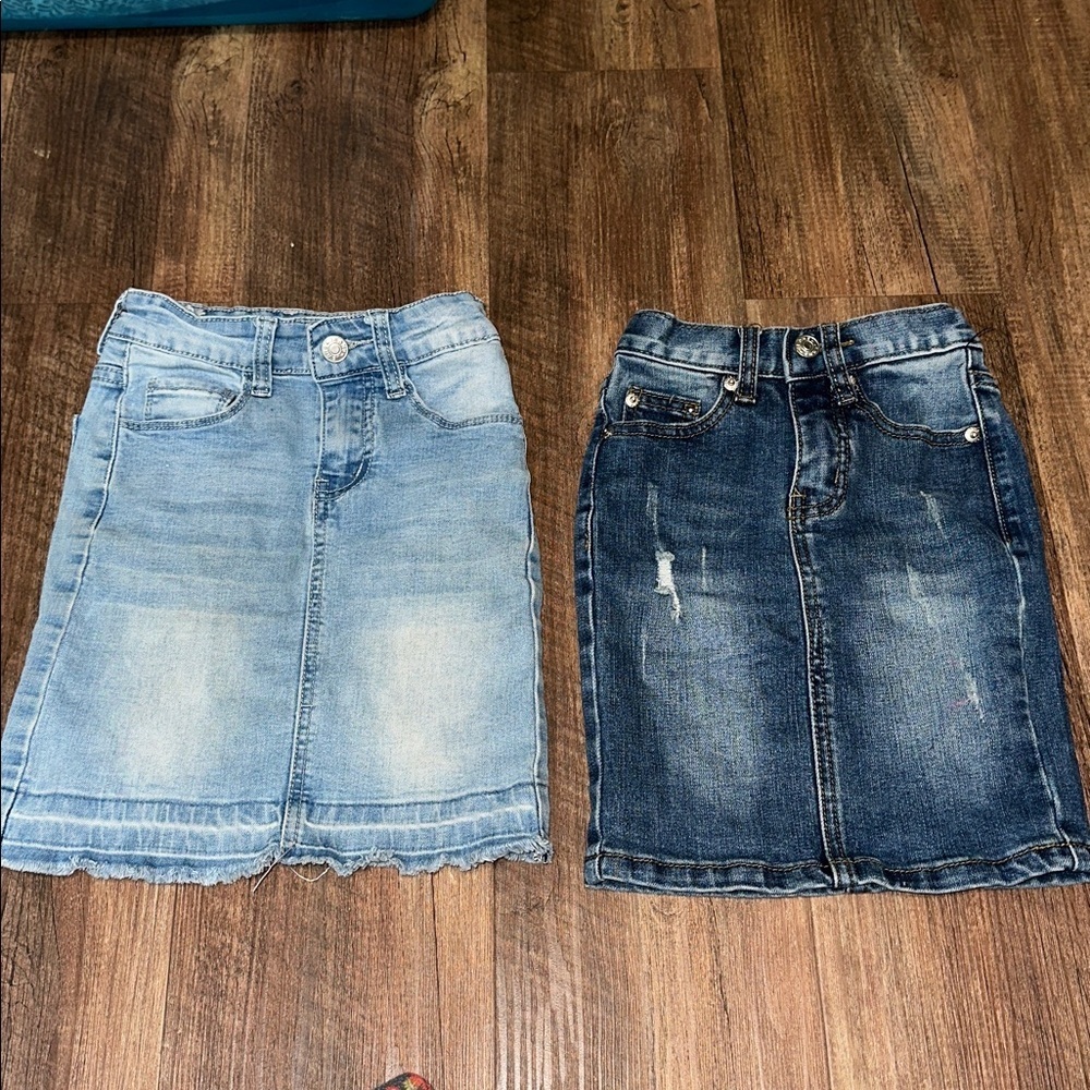 Lot of‎ 2 Girls Denim Modest Midi Skirts- Jade Mackenzie & Jupe De Abby size 4